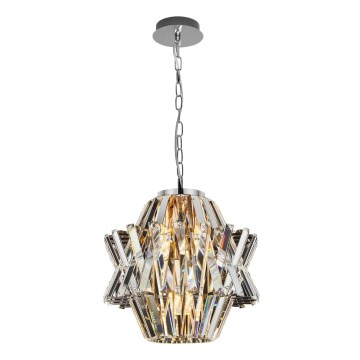 Kristalli-ketjukattokruunu CROWN 4xE14/40W/230V kiiltävä kromi
