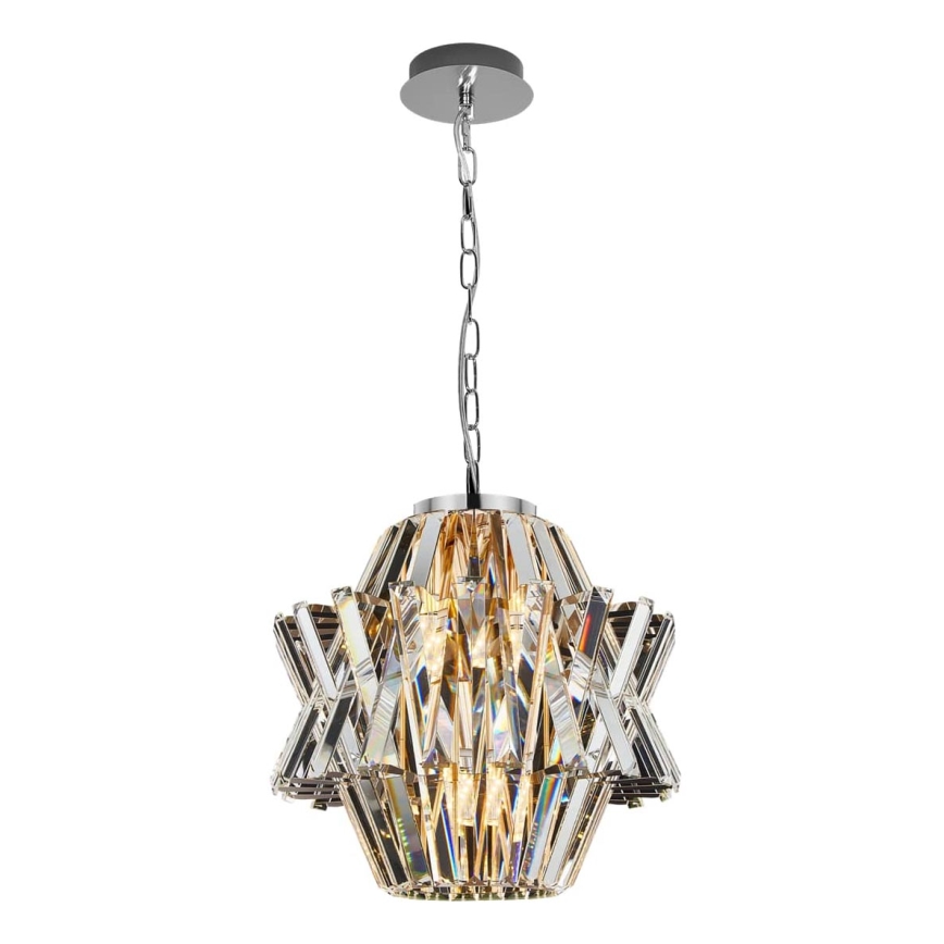 Kristalli-ketjukattokruunu CROWN 4xE14/40W/230V kiiltävä kromi