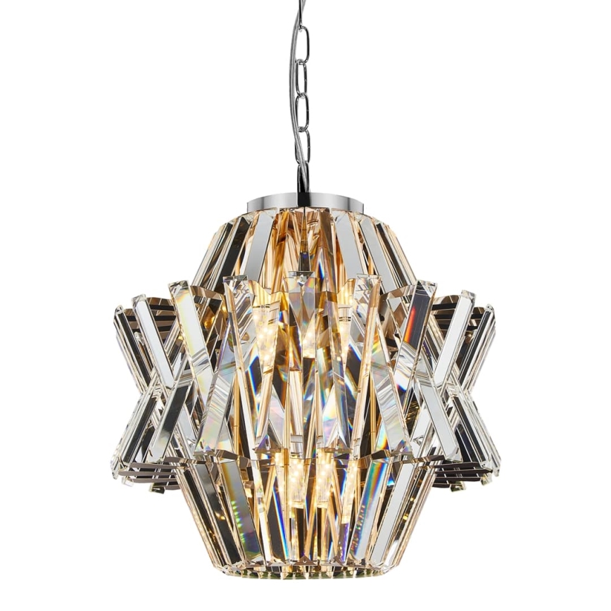 Kristalli-ketjukattokruunu CROWN 4xE14/40W/230V kiiltävä kromi