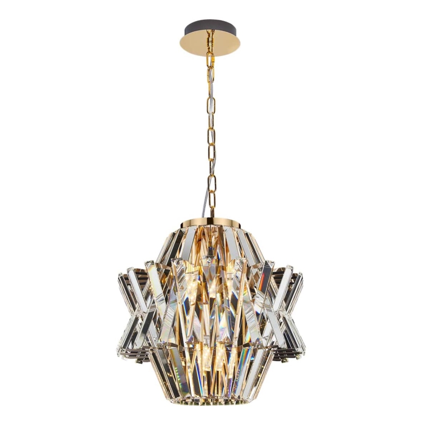 Kristalli-ketjukattokruunu CROWN 4xE14/40W/230V kulta