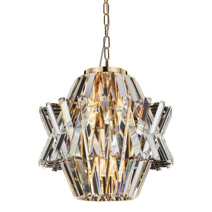 Kristalli-ketjukattokruunu CROWN 4xE14/40W/230V kulta