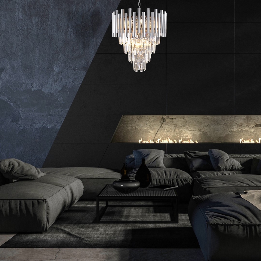 Kristalli-ketjukattokruunu MADISON 9xE14/40W/230V kiiltävä kromi