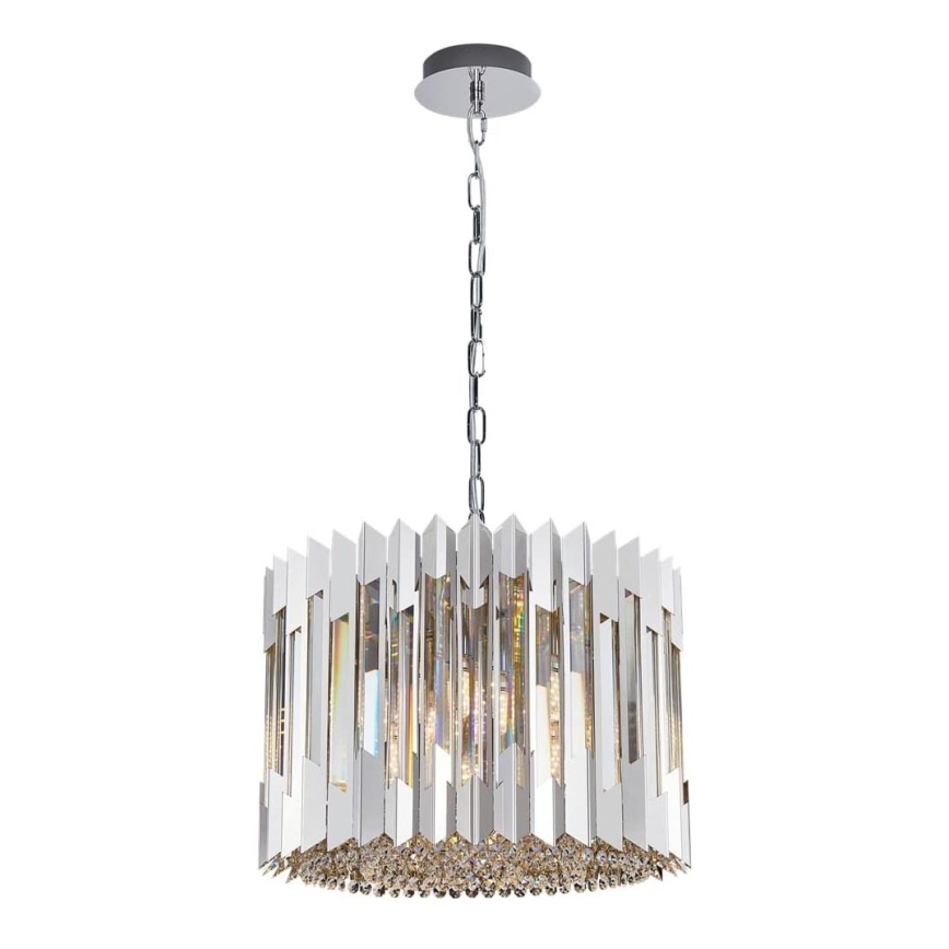 Kristalli-ketjukattokruunu RITZ 7xE14/40W/230V kiiltävä kromi