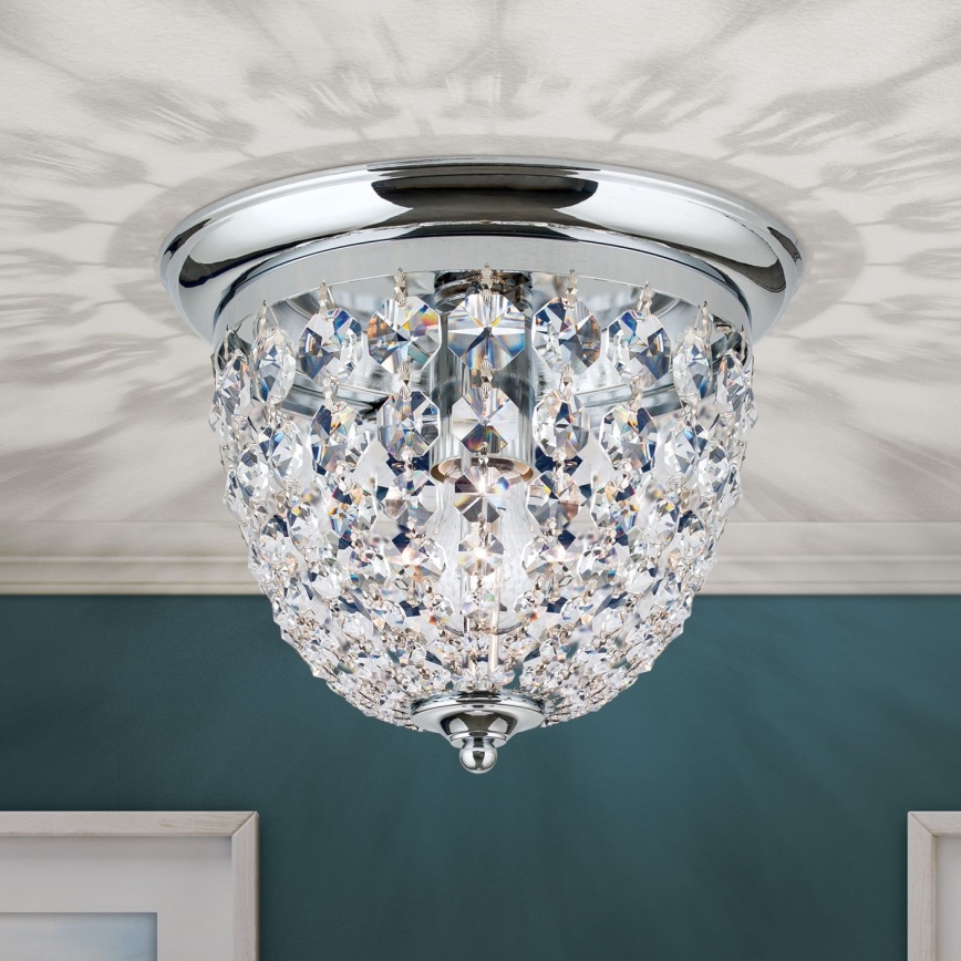 Kristallikattovalaisin PLAFOND 1xE27/40W/230V halkaisija 26 cm kiiltävä kromi