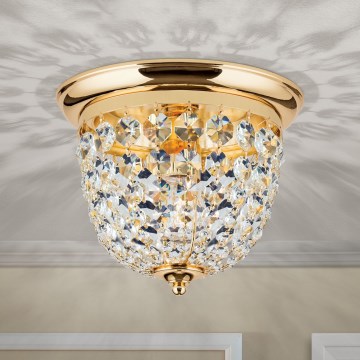 Kristallikattovalaisin PLAFOND 1xE27/40W/230V halkaisija 26 cm kulta