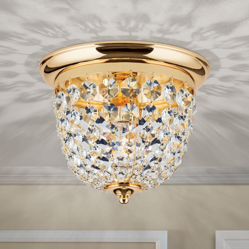 Kristallikattovalaisin PLAFOND 1xE27/40W/230V halkaisija 26 cm kulta