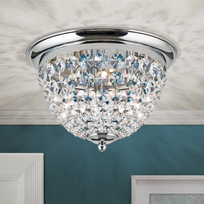 Kristallikattovalaisin PLAFOND 3xE27/40W/230V halkaisija 35 cm kiiltävä kromi