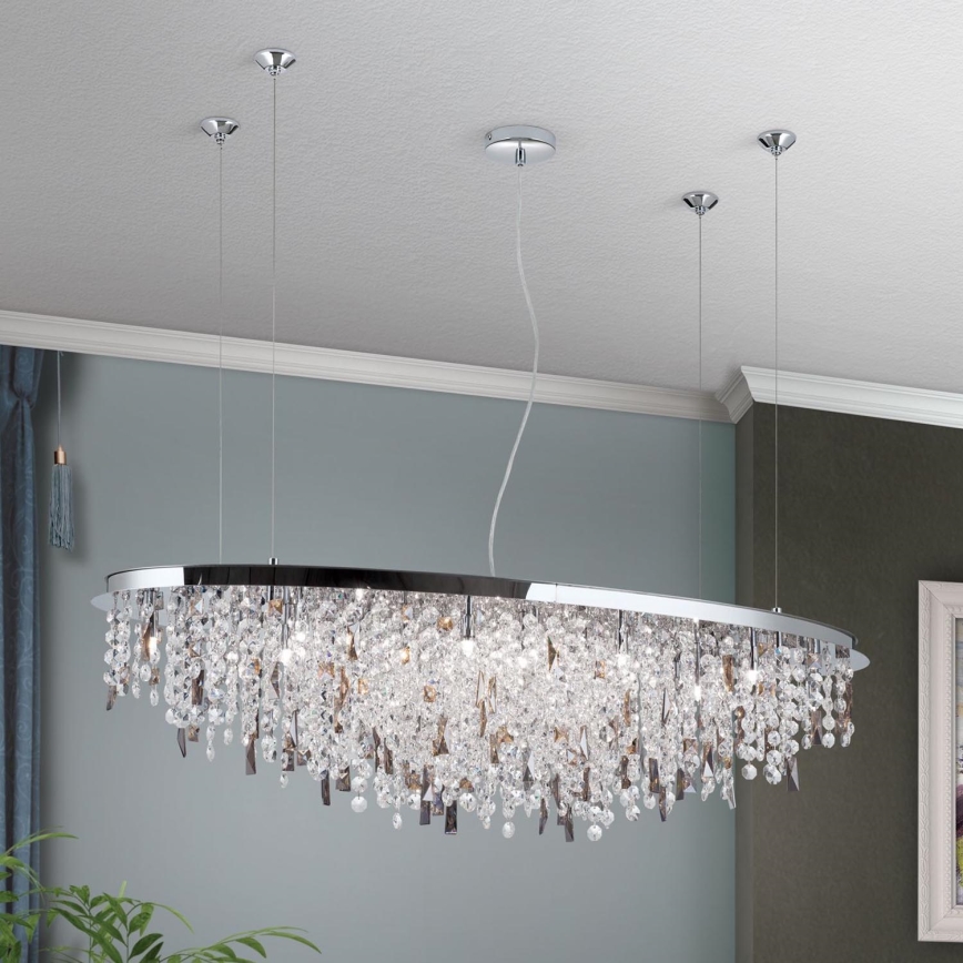 Kristallikruunu johdossa CRYSTALRIVER 21xG9/40W/230V kiiltävä kromi