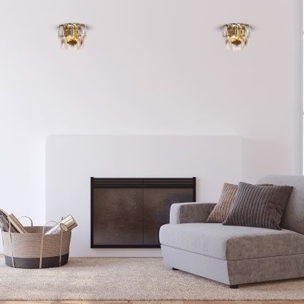 Kristalliseinävalo CHELSEA 2xE14/40W/230V kulta