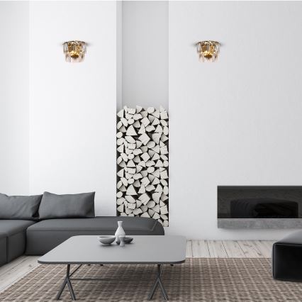 Kristalliseinävalo CHELSEA 2xE14/40W/230V kulta