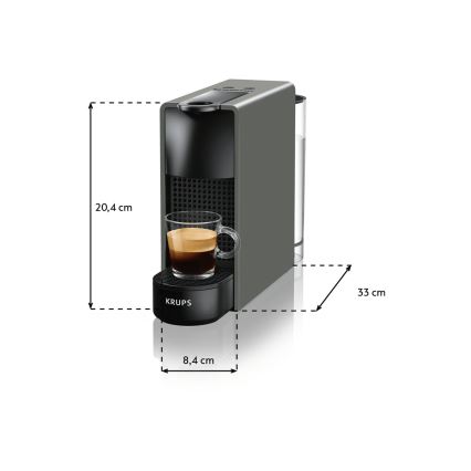 Krups - Kapseli kahvinkeitin NESPRESSO Essenza mini 1310W/230V harmaa