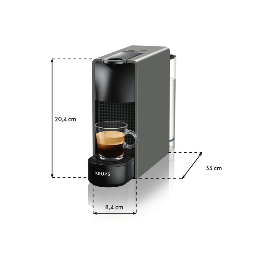 Krups - Kapseli kahvinkeitin NESPRESSO Essenza mini 1310W/230V harmaa