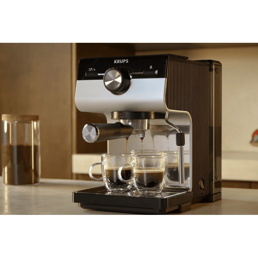 Krups - Lever kahvinkeitin kahdelle kupille AUTHENTIC 1450W/230V harmaa