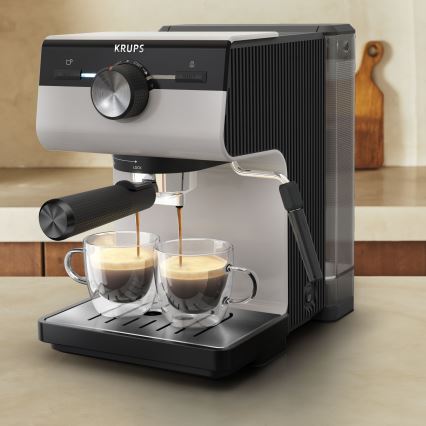 Krups - Lever kahvinkeitin kahdelle kupille AUTHENTIC 1450W/230V harmaa
