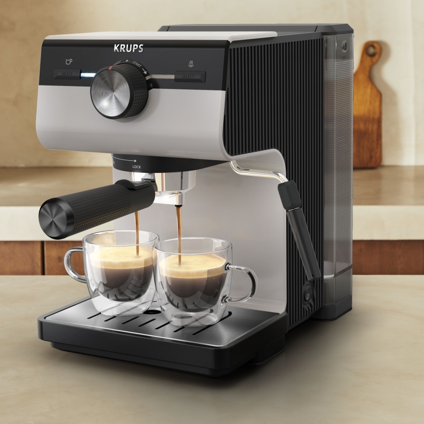 Krups - Lever kahvinkeitin kahdelle kupille AUTHENTIC 1450W/230V harmaa