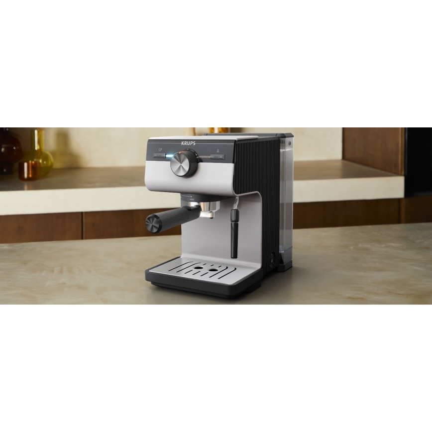 Krups - Lever kahvinkeitin kahdelle kupille AUTHENTIC 1450W/230V harmaa