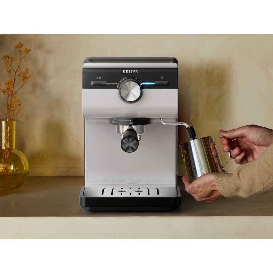 Krups - Lever kahvinkeitin kahdelle kupille AUTHENTIC 1450W/230V harmaa