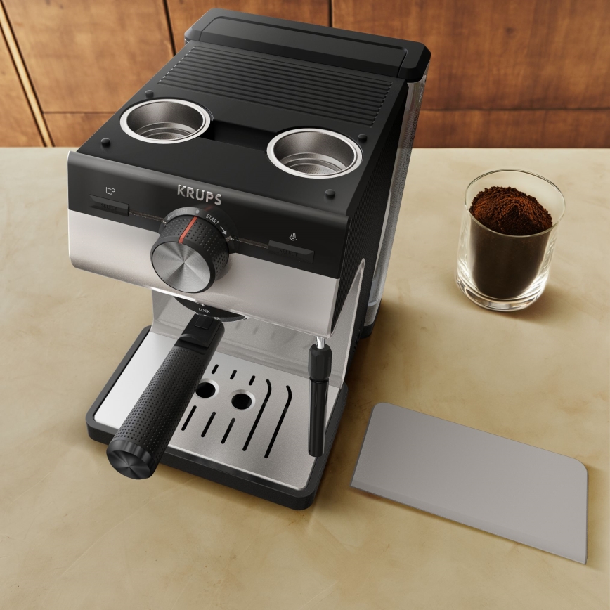 Krups - Lever kahvinkeitin kahdelle kupille AUTHENTIC 1450W/230V harmaa