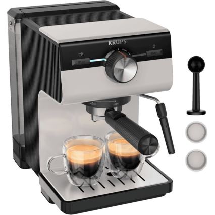 Krups - Lever kahvinkeitin kahdelle kupille AUTHENTIC 1450W/230V harmaa