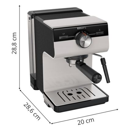 Krups - Lever kahvinkeitin kahdelle kupille AUTHENTIC 1450W/230V harmaa