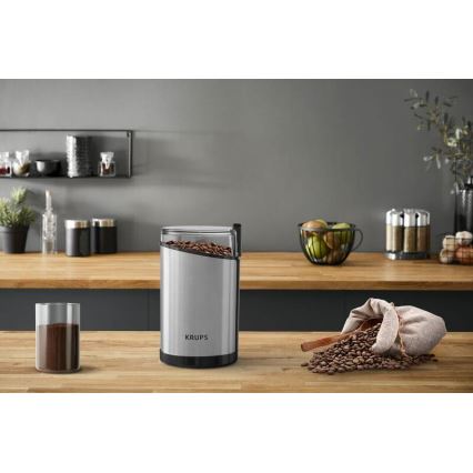 Krups - Sähköinen kahvipapumylly 85g FAST-TOUCH 200W/230V mattakromi