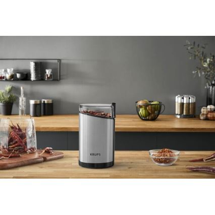 Krups - Sähköinen kahvipapumylly 85g FAST-TOUCH 200W/230V mattakromi