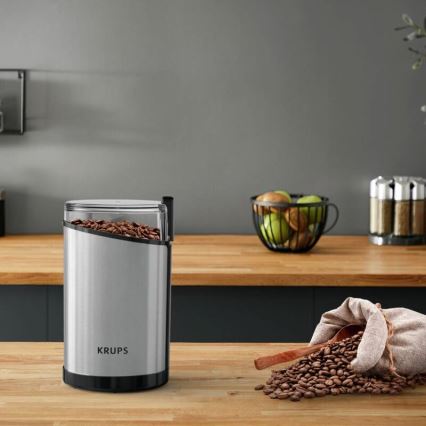 Krups - Sähköinen kahvipapumylly 85g FAST-TOUCH 200W/230V mattakromi