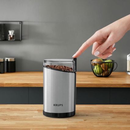 Krups - Sähköinen kahvipapumylly 85g FAST-TOUCH 200W/230V mattakromi