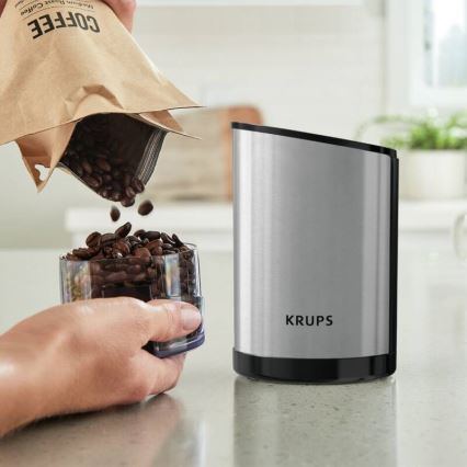 Krups - Sähköinen kahvipapumylly 85g FAST-TOUCH 200W/230V mattakromi