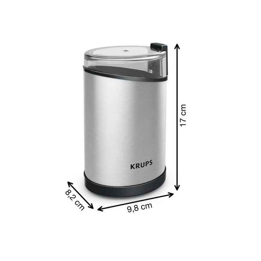 Krups - Sähköinen kahvipapumylly 85g FAST-TOUCH 200W/230V mattakromi