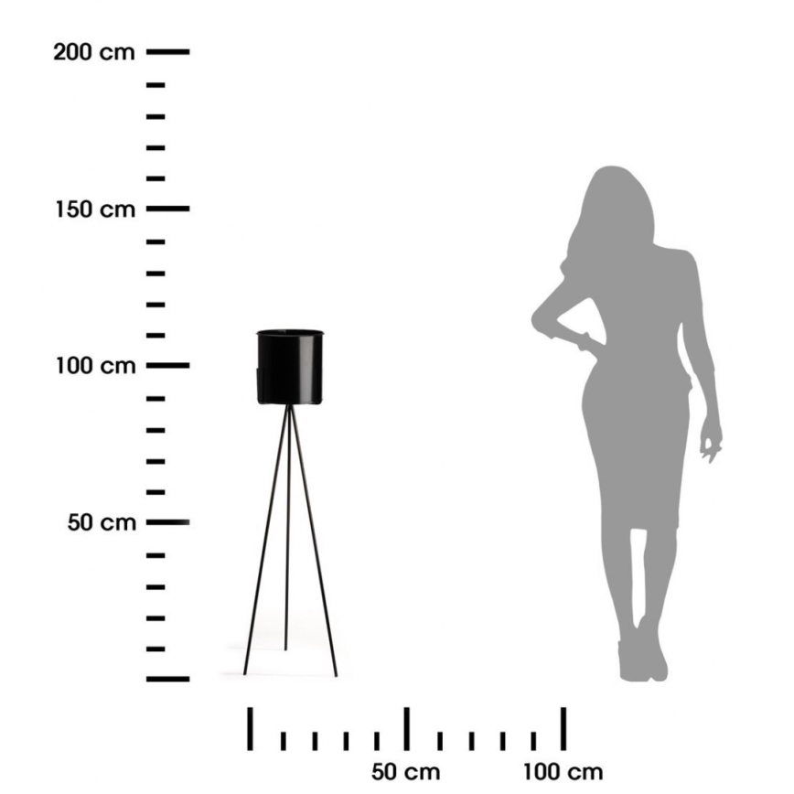 Kukkajalusta TRIPOD 110x25 cm musta