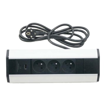 Kulma pistorasiakisko 3x 230V + USB-A 3,1A + USB-C 15,5W 230V