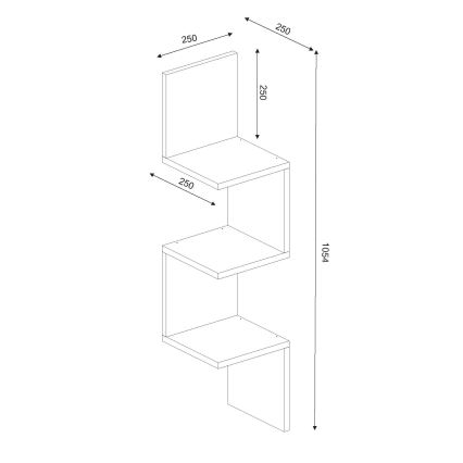 Kulmaseinähylly CORNER 105,4x25 cm valkoinen