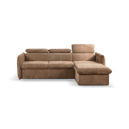 Kulmasohva L-mallinen, avattava, säilytystilalla BEJA beige oikea