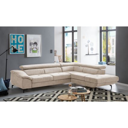 Kulmasohva L-mallinen, säilytystilalla, oikea, beige BRESCIA