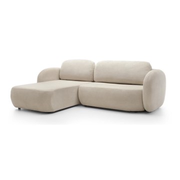 Kulmasohva, jossa säilytystila ja avattava istuinosa, L-malli OLBIA vasen, beige