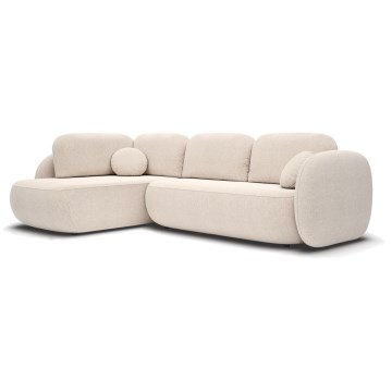 Kulmasohva, jossa säilytystila ja avattava istuinosa, L-malli OLBIA vasen, beige