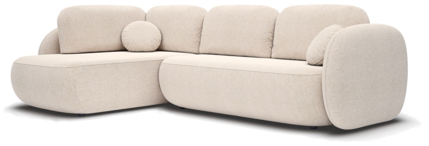 Kulmasohva, jossa säilytystila ja avattava istuinosa, L-malli OLBIA vasen, beige