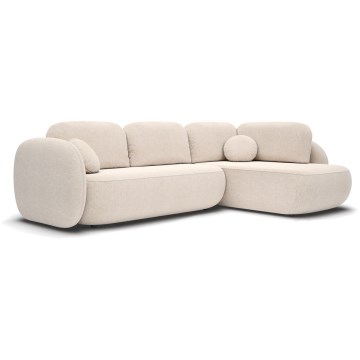 Kulmasohva, jossa säilytystila ja avattava istuinosa, L-mallinen OLBIA oikea, beige