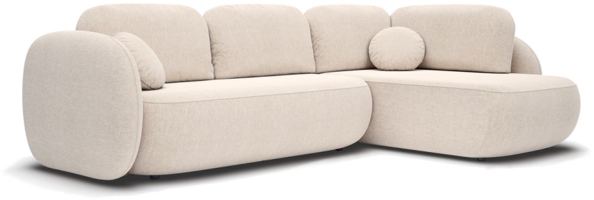 Kulmasohva, jossa säilytystila ja avattava istuinosa, L-mallinen OLBIA oikea, beige