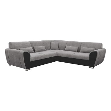 Kulmasohva, jossa säilytystila, L-mallinen, VISEU oikea, harmaa/musta