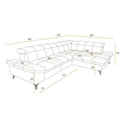 Kulmasohva L-mallinen MARANO vasen beige, avattava