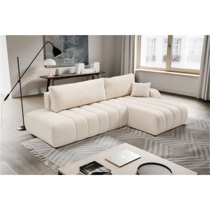 Kulmasohva L-mallinen DESIO, oikea, beige, säilytystilalla ja avattava