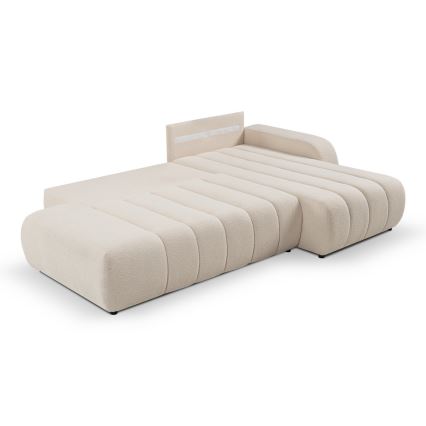 Kulmasohva L-mallinen DESIO, oikea, beige, säilytystilalla ja avattava