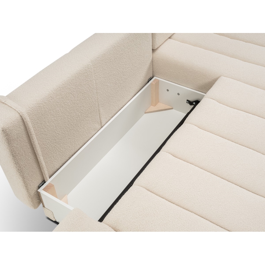 Kulmasohva L-mallinen DESIO, oikea, beige, säilytystilalla ja avattava