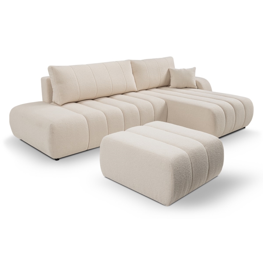 Kulmasohva L-mallinen DESIO, oikea, beige, säilytystilalla ja avattava