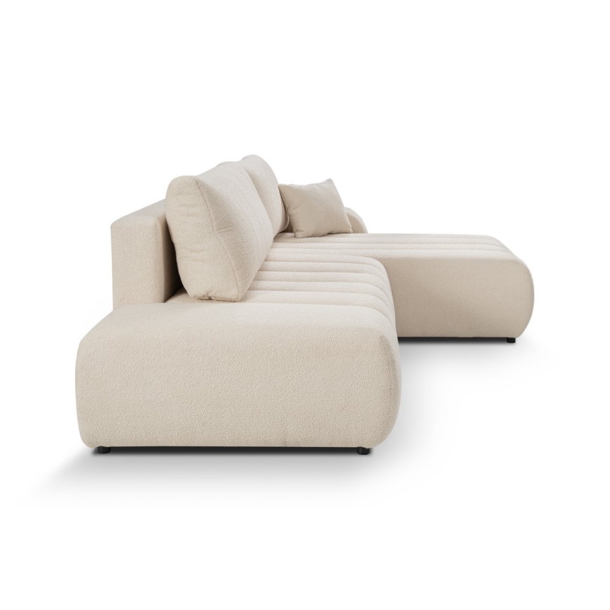 Kulmasohva L-mallinen DESIO, oikea, beige, säilytystilalla ja avattava