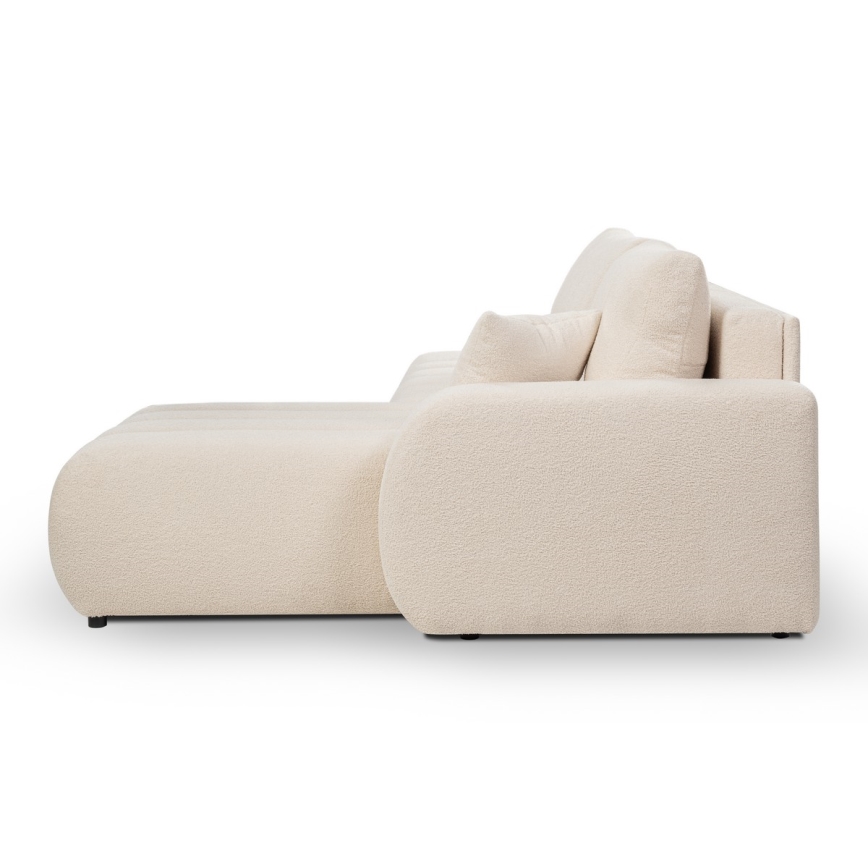 Kulmasohva L-mallinen DESIO, oikea, beige, säilytystilalla ja avattava