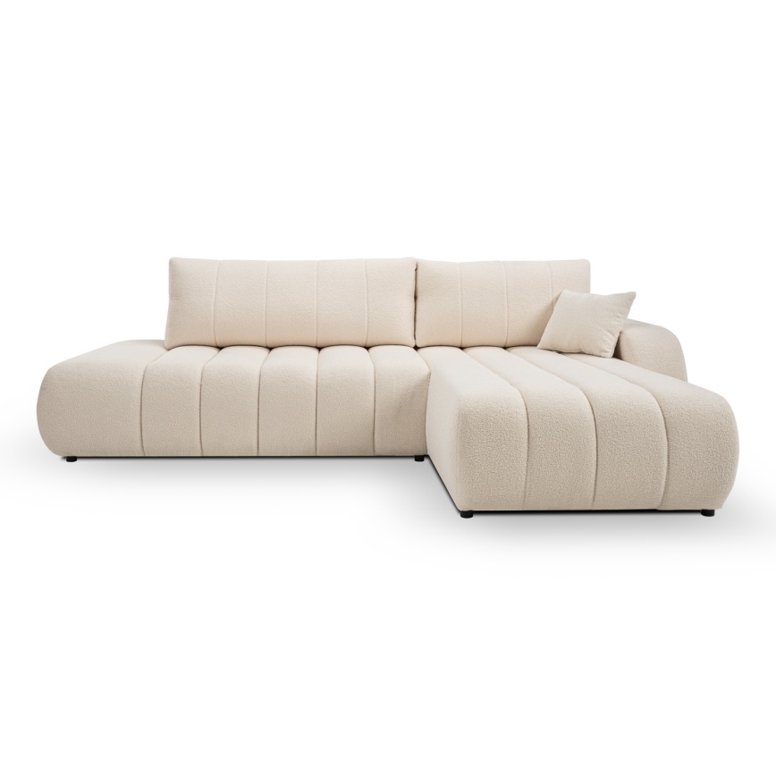 Kulmasohva L-mallinen DESIO, oikea, beige, säilytystilalla ja avattava