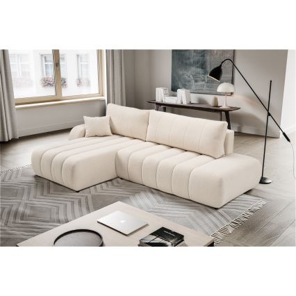 Kulmasohva, jossa säilytystila, L-mallinen, vasen, beige, DESIO, avattava